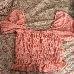 pink and orange blouse